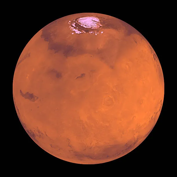 Mars, planète rouge, surface volcanique